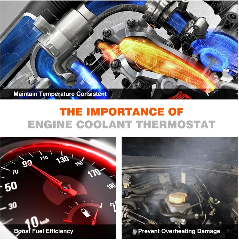 Techie Engine Coolant Thermostat RT1255,Thermostat Assembly 655190,Car Thermostat Compatible with Ford F-150 F150,Edge,Fusion,Lobo,Mustang,Transit,Explorer,Expedition,Lincoln - Image 4